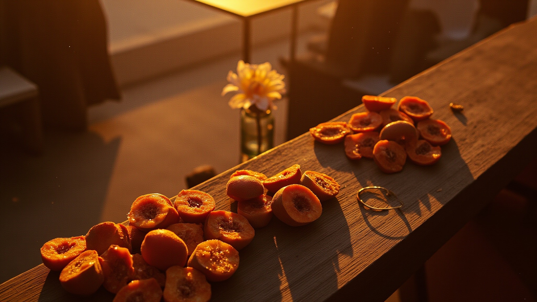 A Sign Painted Peaches by Sorce. Atmospheric mood