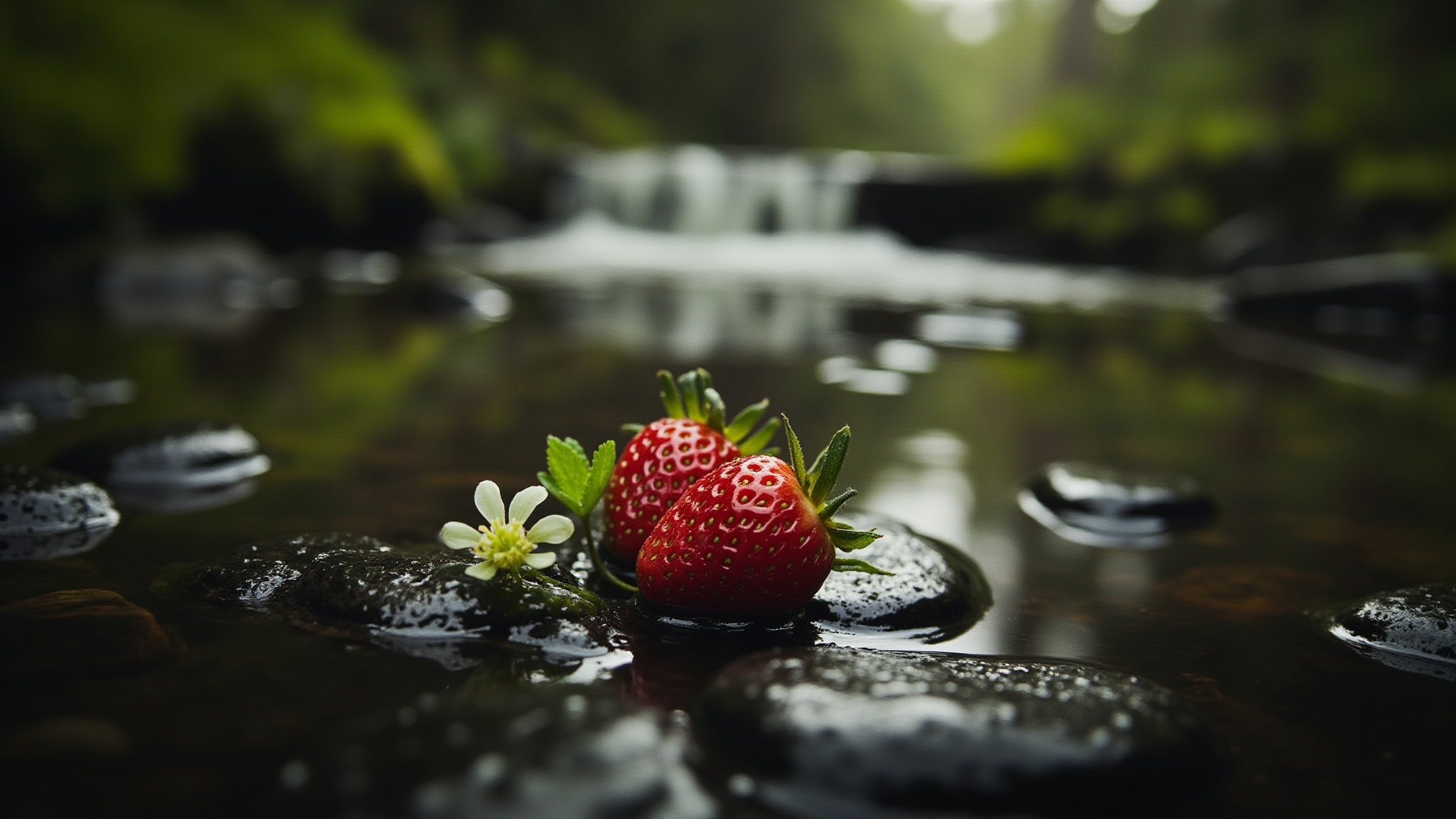 Strawberries Crave Waterfalls by Arcana Craves. Atmospheric mood