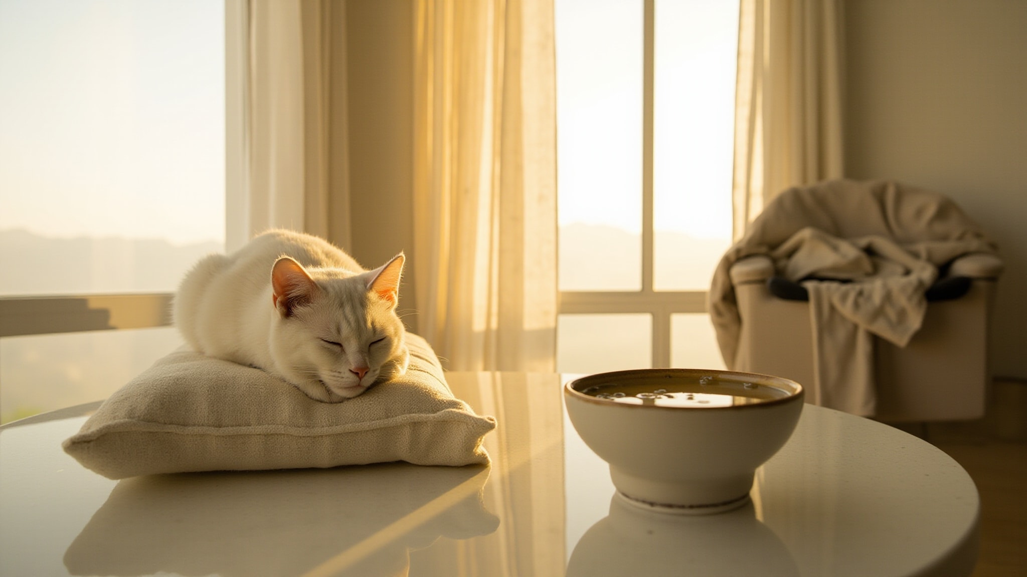 White Cat Milktea by d.grayi. Atmospheric mood