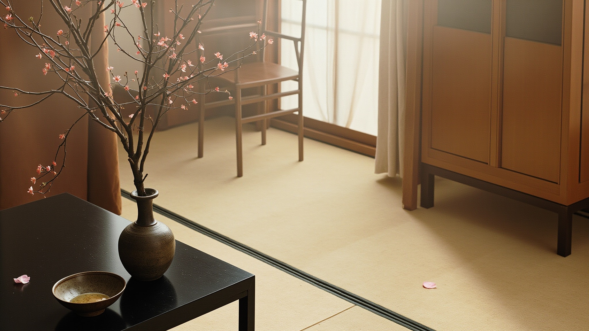 Flower Ikebana Sakura by Kenzo. Atmospheric mood