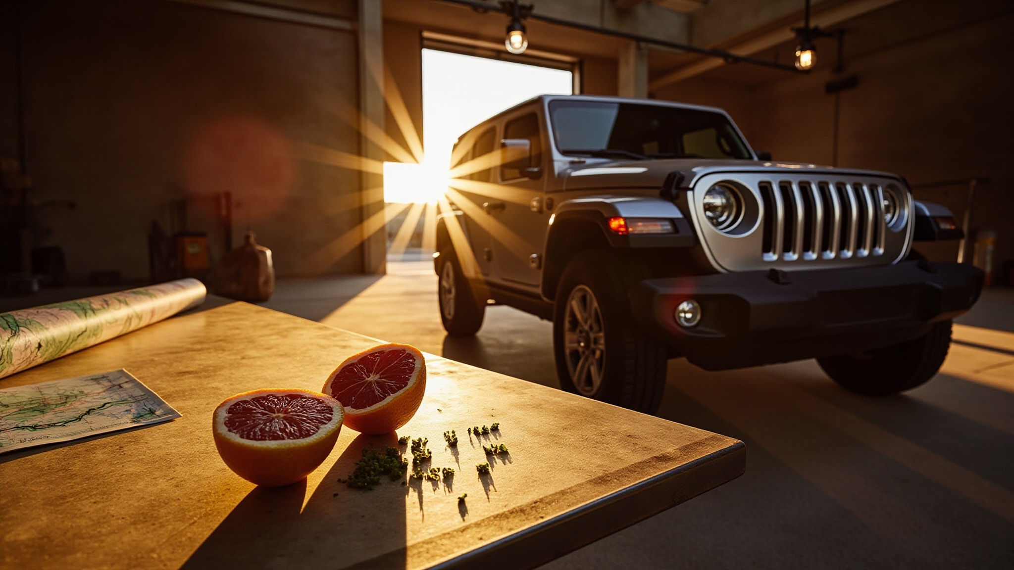 Adventure by Jeep. Atmospheric mood