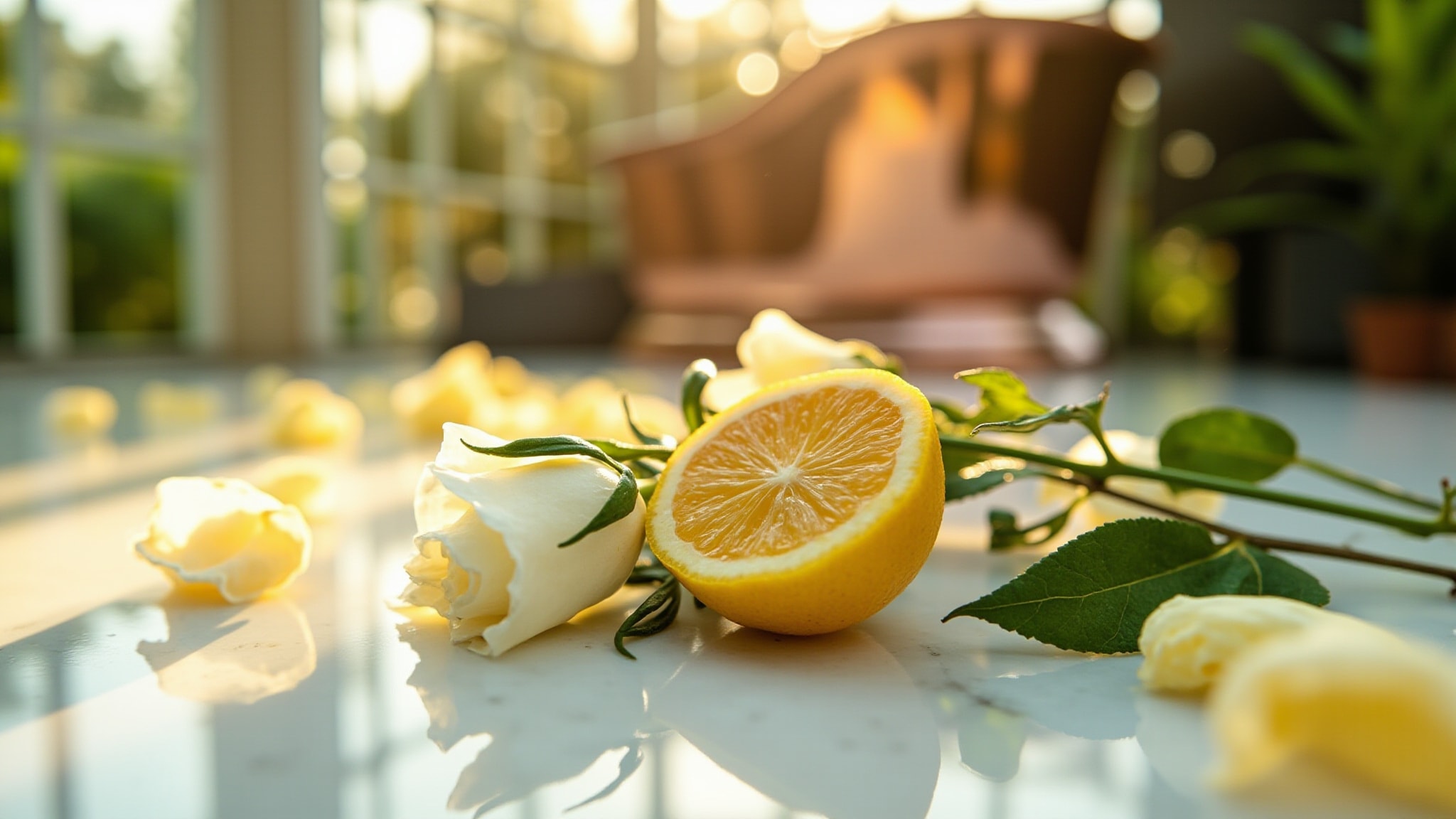 White Rose & Lemon Leaves by Jo Loves. Atmospheric mood