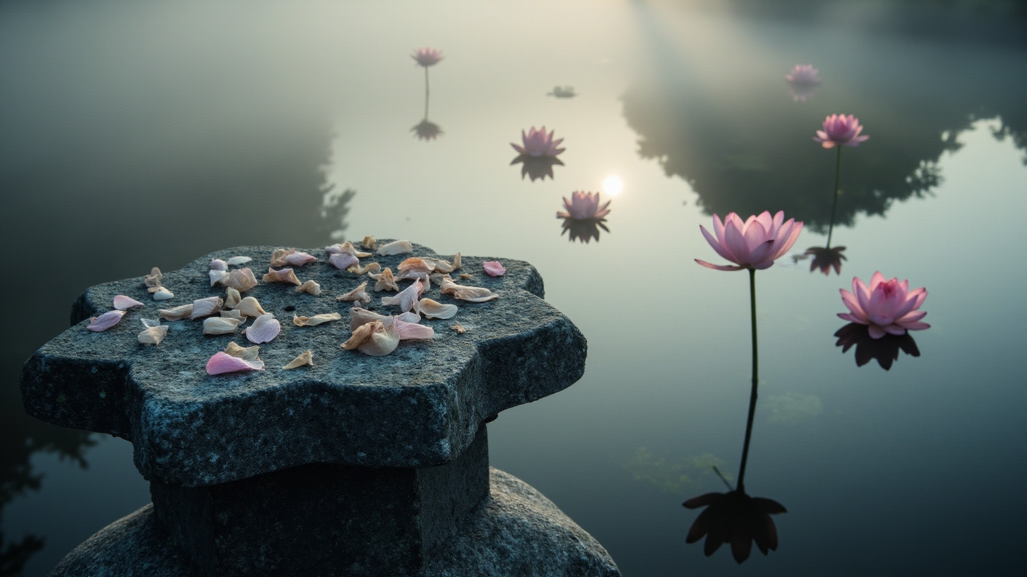 Lotus by Kokeshi. Atmospheric mood