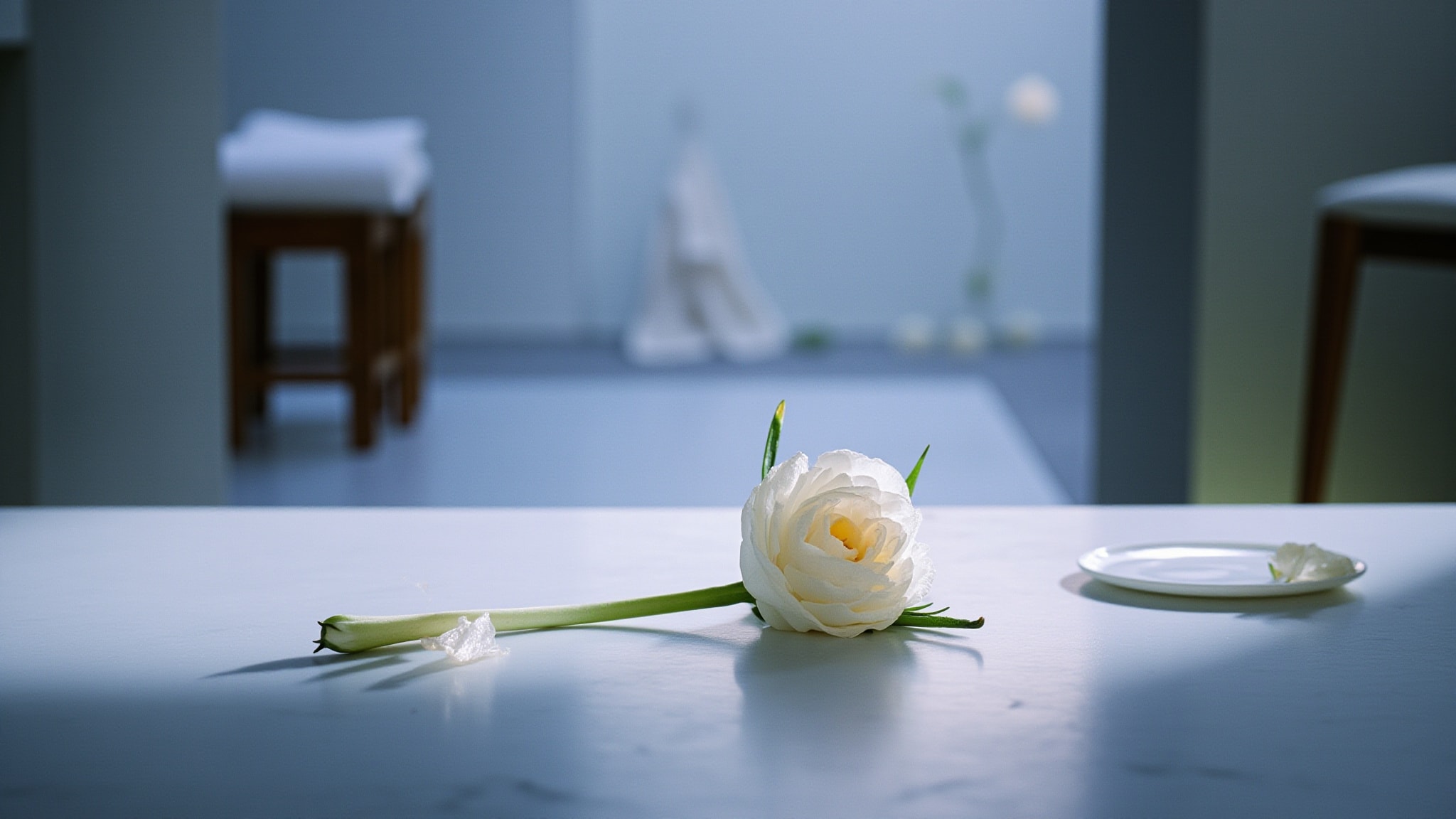 Four White Flowers by Marilyn Miglin. Atmospheric mood