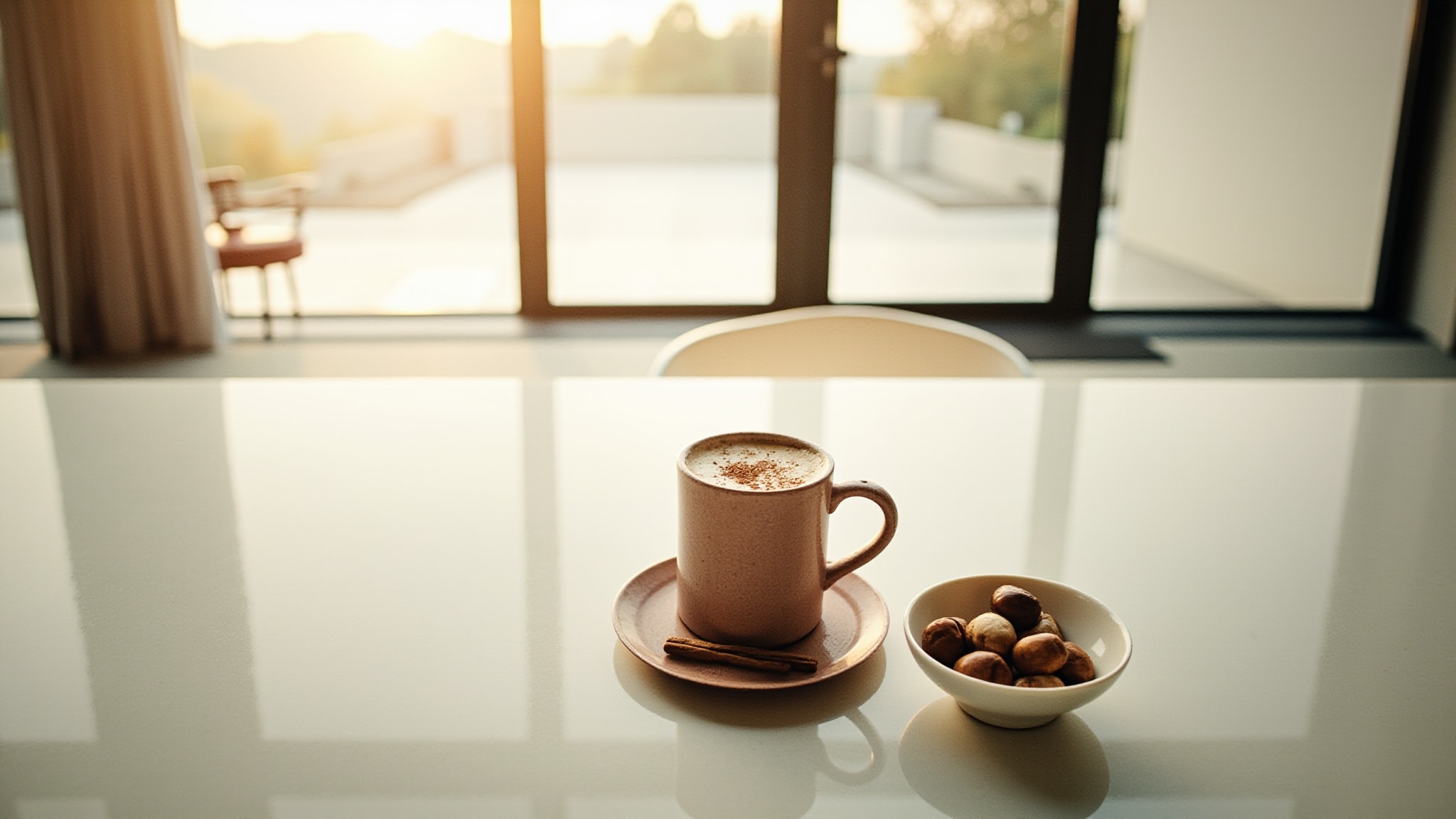 Chai Crema Latte by Mykonos. Atmospheric mood