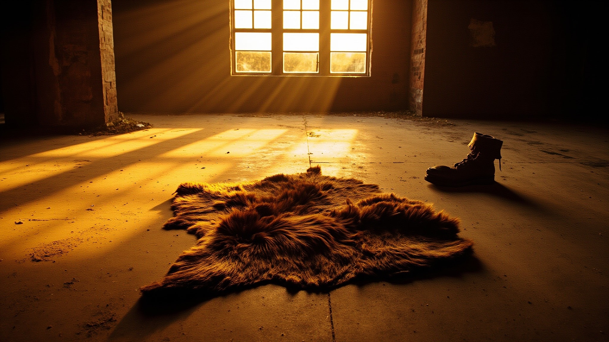 Werewolf Lumberjack Reclining on a Bearskin Rug by Smell Bent. Atmospheric mood