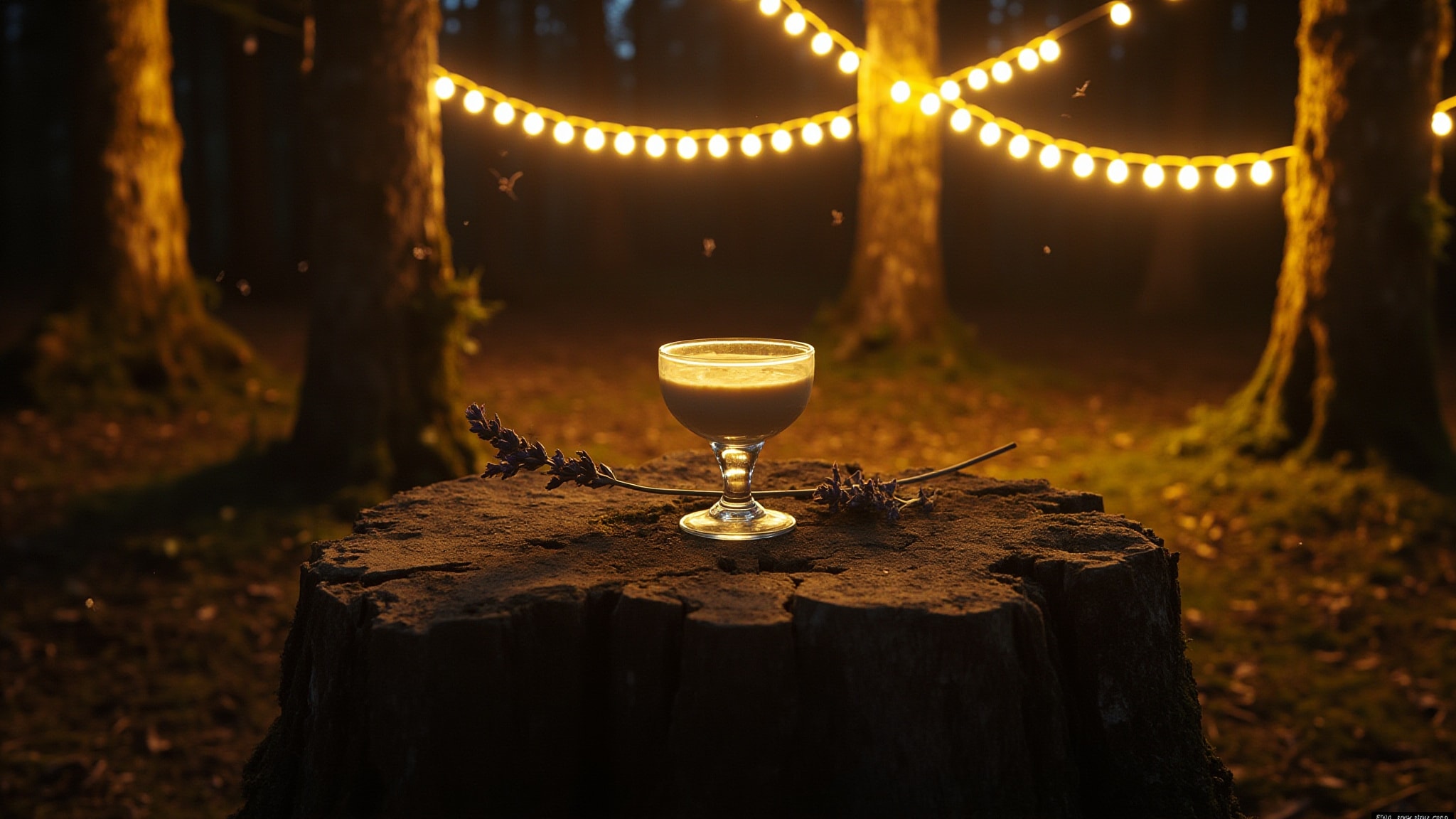 Strings of Light in the Forest by Sorce. Atmospheric mood