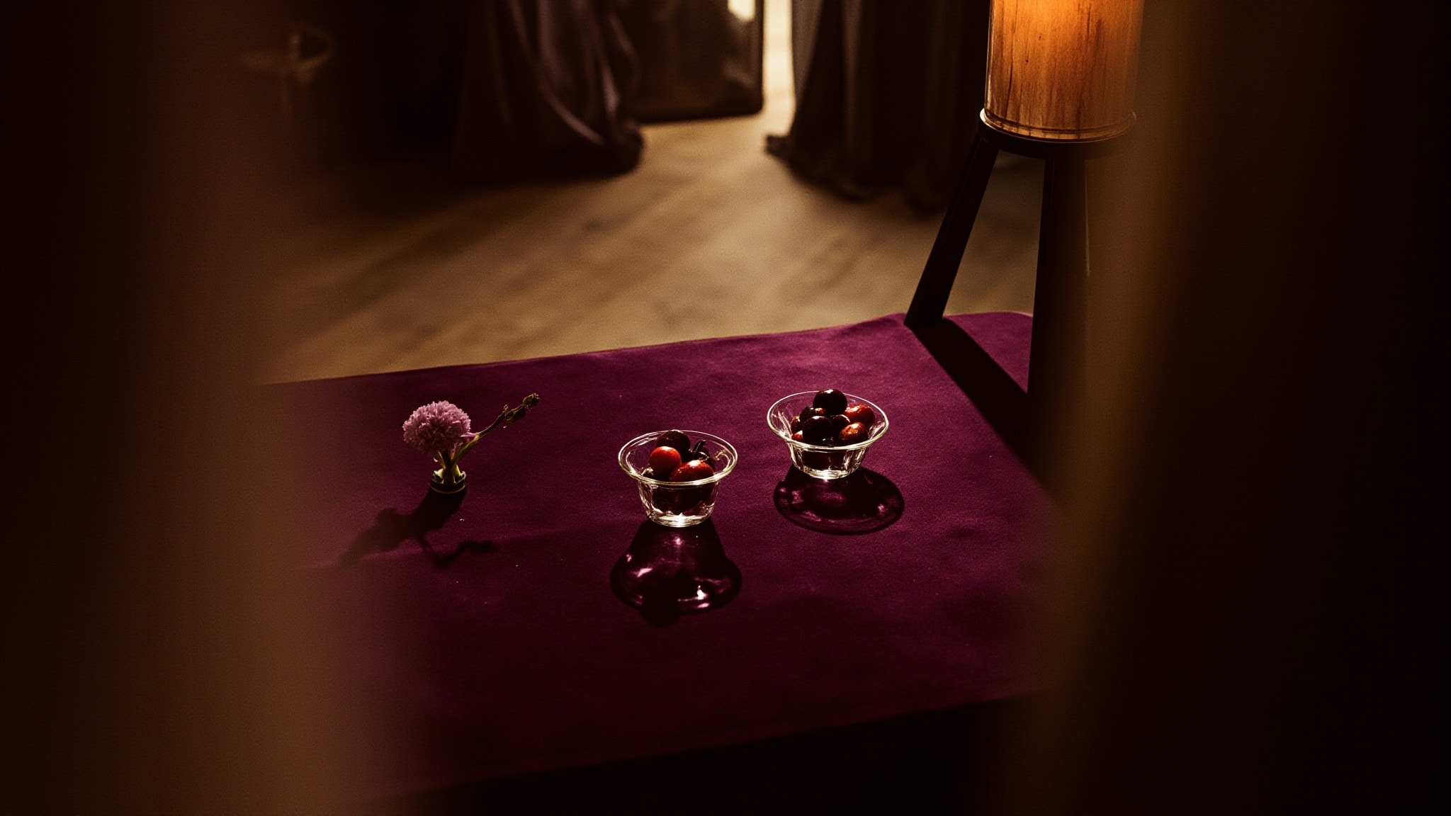 Purple Leather by Talbot Runhof. Atmospheric mood