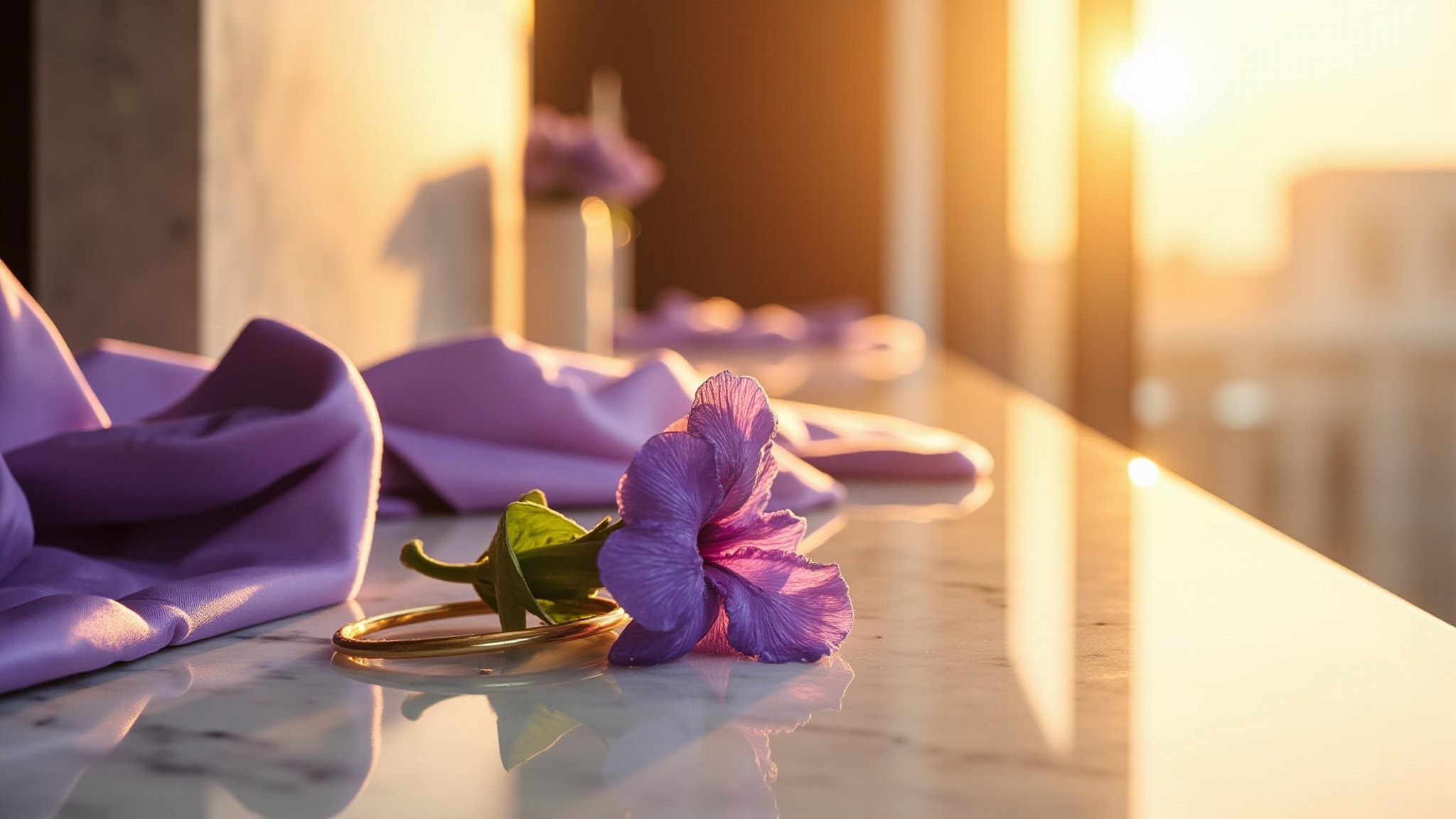 Purple Satin by Talbot Runhof. Atmospheric mood