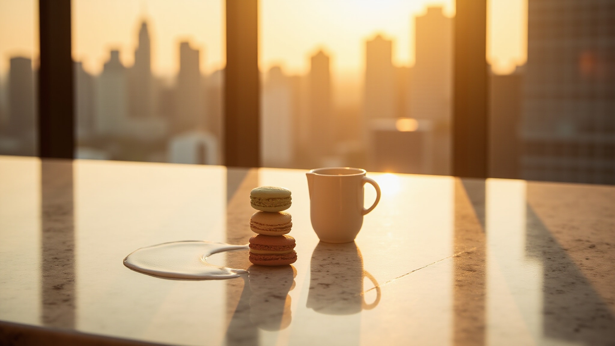 French Macaroons & White Milk by The Dua Brand. Atmospheric mood