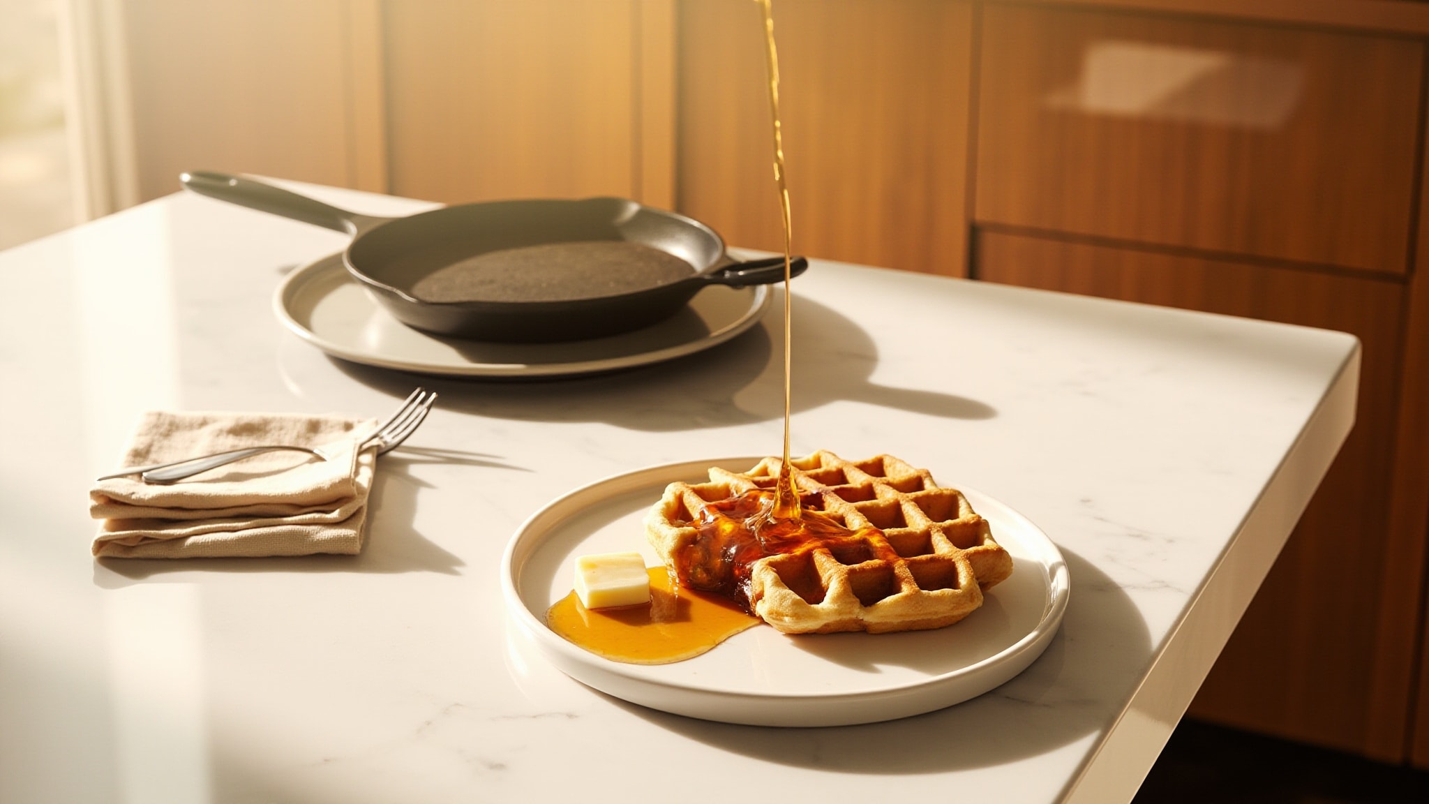 Pumpkin Spice & Pecan Waffles by The Dua Brand. Atmospheric mood