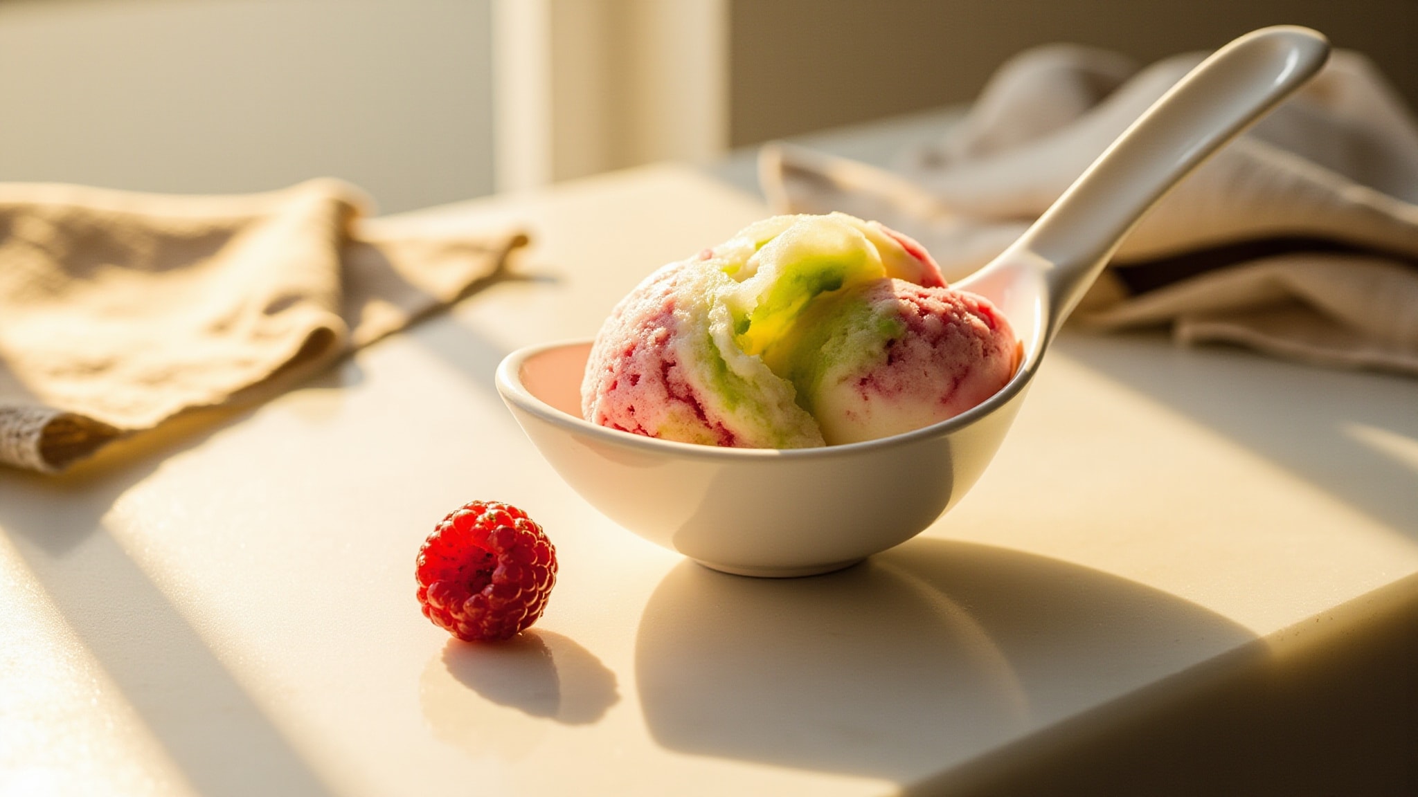 Rainbow Sherbet Ice Cream by The Dua Brand. Atmospheric mood