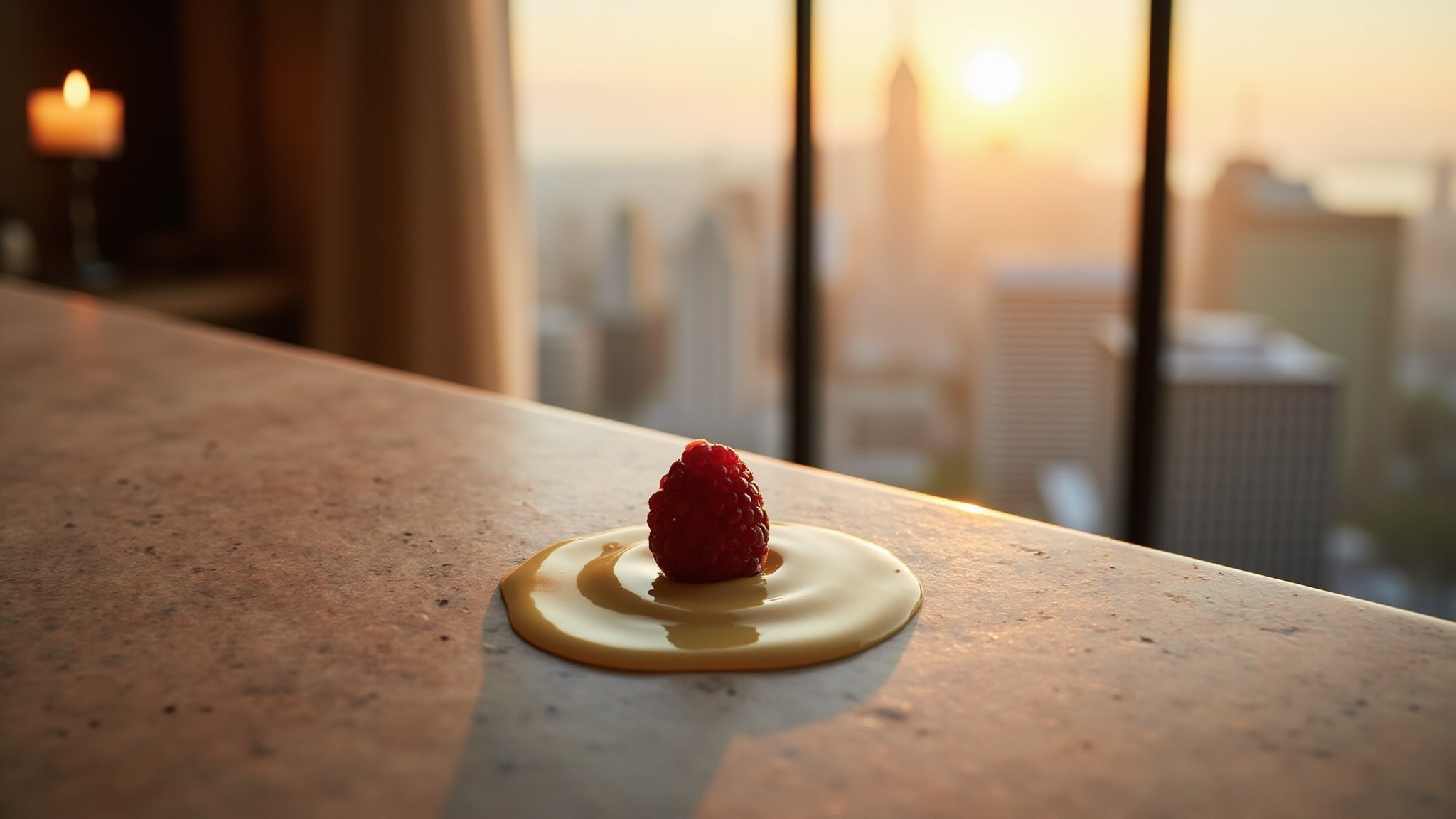 Raspberry White Chocolate Bûche De Noël by The Dua Brand. Atmospheric mood