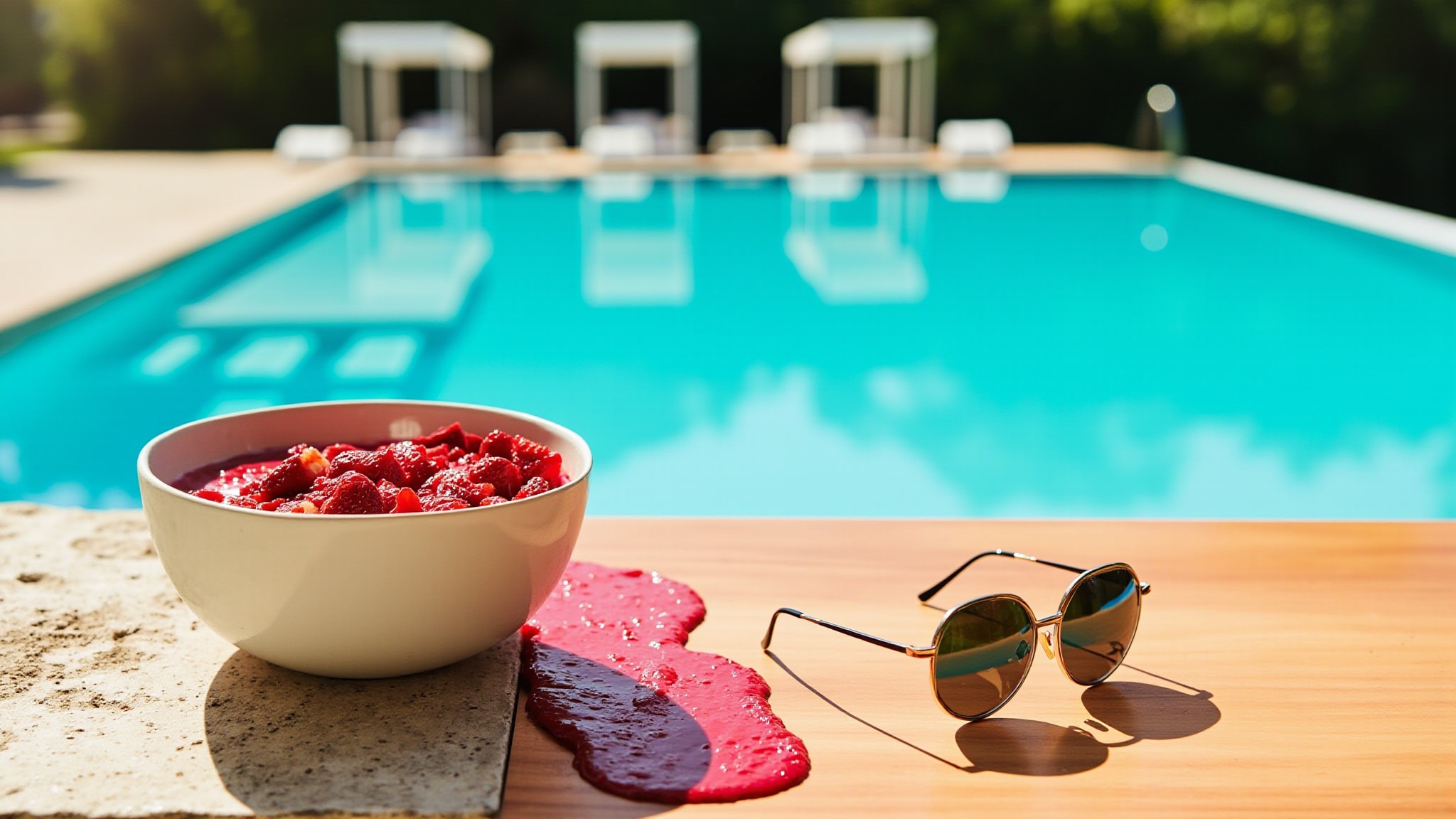 Strawberries By The Poolside by The Dua Brand. Atmospheric mood