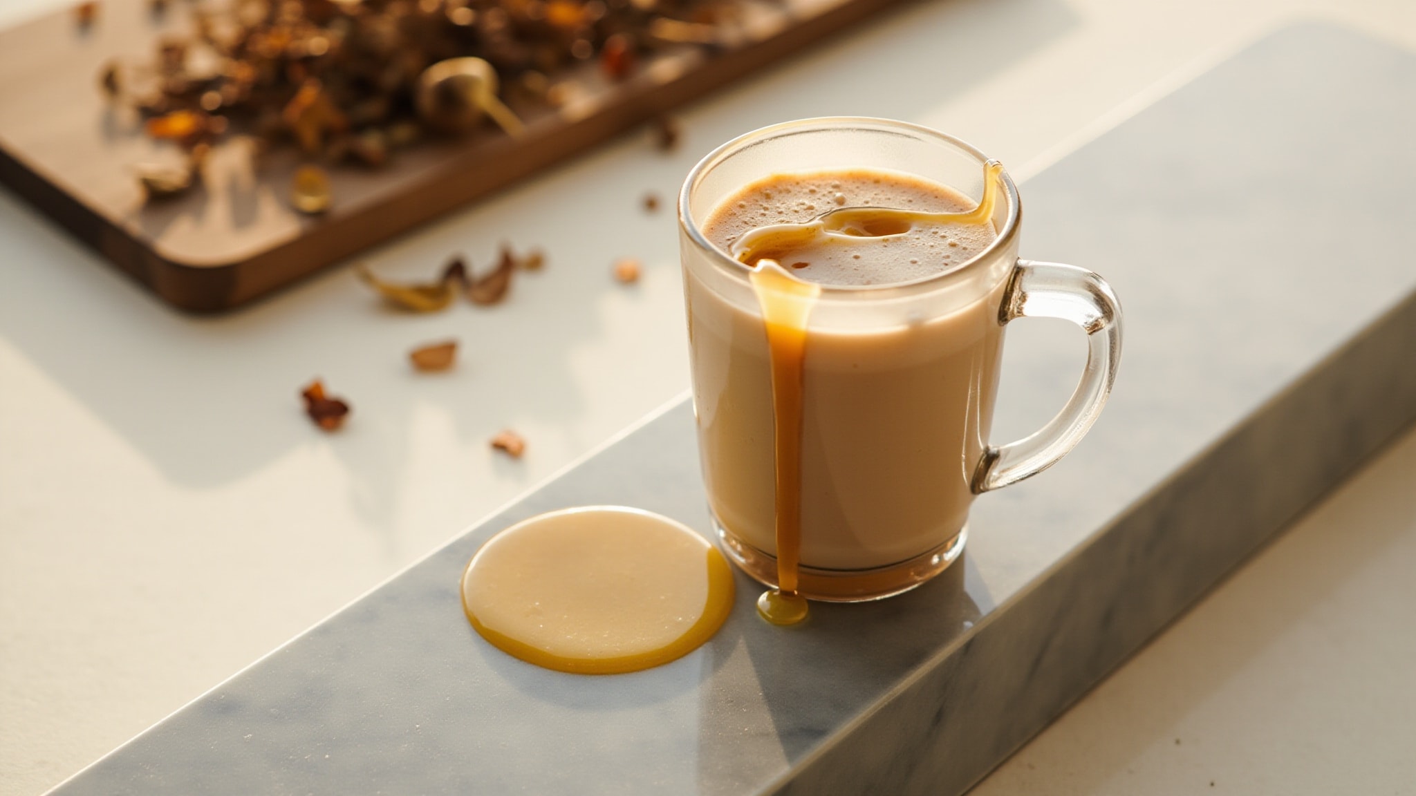 Vanilla Rooibos Tea Latte by Elysian. Atmospheric mood