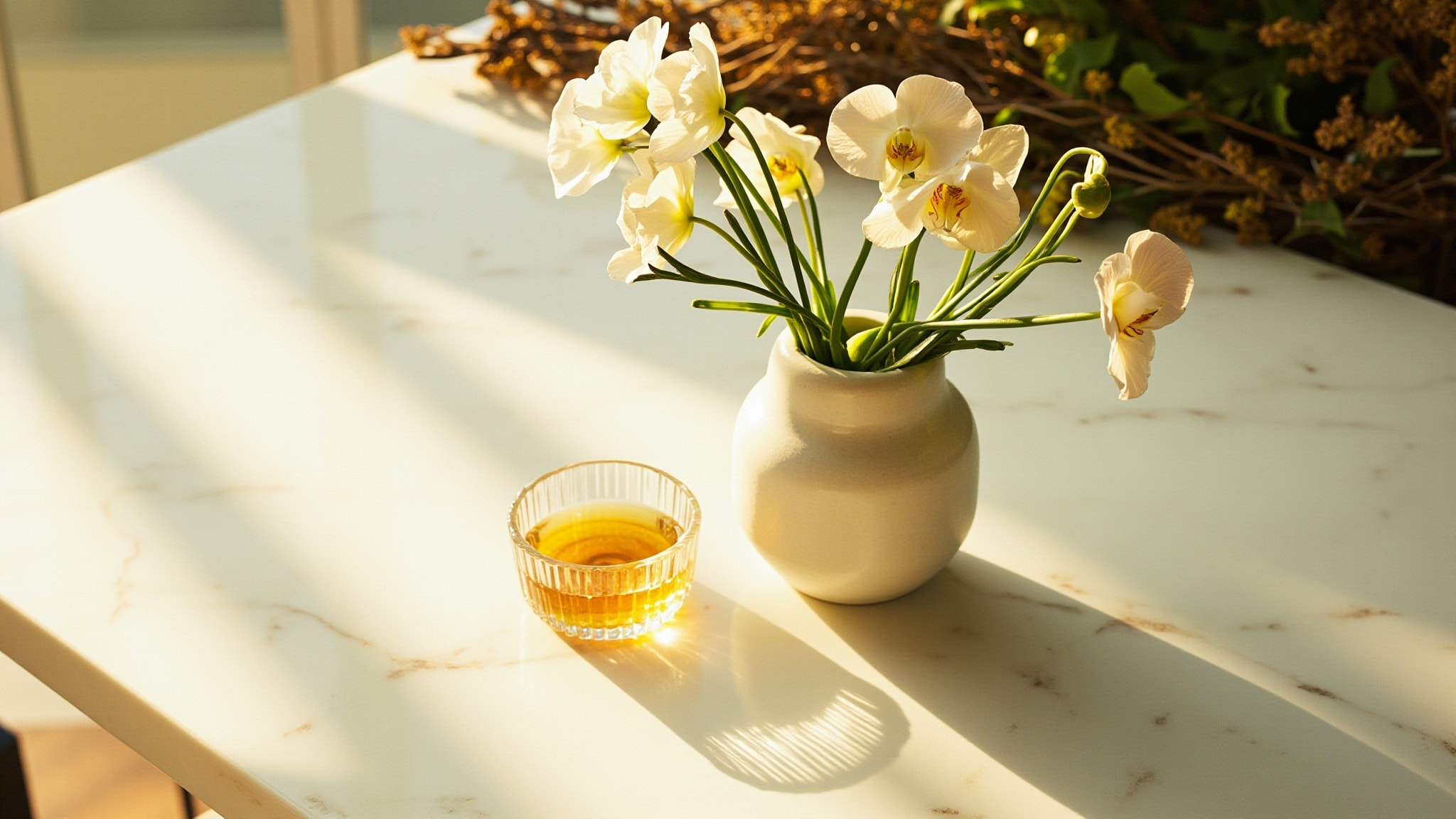 White Orchid & Poppy by Kat Burki. Atmospheric mood